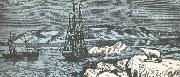 william r clark, nordenskiolds fartyg vega ger salut,da det rundar asiens nordligaste udde kap tjeljuskin i augusti 1878